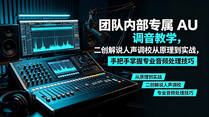 某大佬团队内部专属 AU 调音教学，二创解说人声调校从原理到实战，手把手掌握专业音频处理技巧-禾谷轻创网