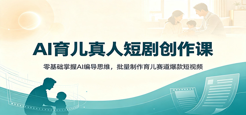 AI育儿真人短剧创作课：零基础掌握AI编导思维，批量制作育儿赛道爆款短视频-禾谷轻创网