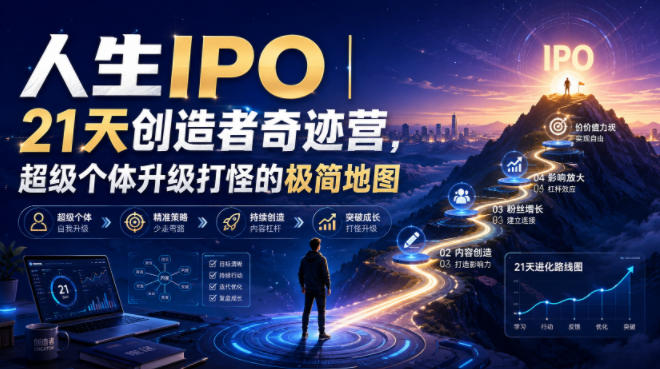人生IPO︱21天创造者奇迹营，​超级个体升级打怪的极简地图-禾谷轻创网