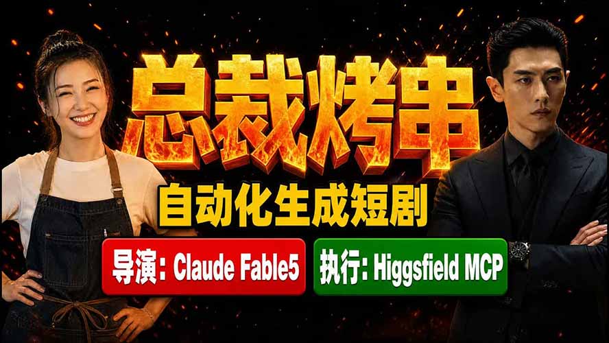 《总裁烤串》真人短剧全自动诞生！Claude Fable5 当导演，Higgsfield MCP 执行！-禾谷轻创网