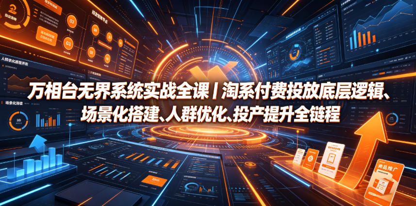 万相台无界系统实战全课｜淘系付费投放底层逻辑、场景化搭建、人群优化、投产提升全链路运营教程-禾谷轻创网
