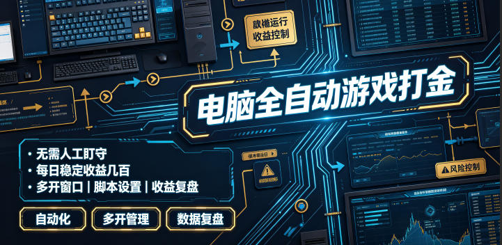 电脑全自动游戏打金，无需人工盯守，每日稳定收益几百！【揭秘】-禾谷轻创网