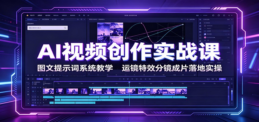AI视频创作实战课：图文提示词系统教学，运镜特效分镜成片落地实操-禾谷轻创网