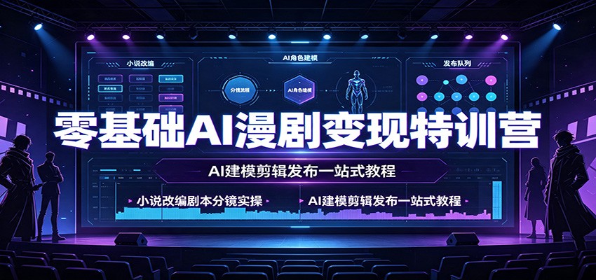零基础AI漫剧变现特训营：小说改编剧本分镜实操，AI建模剪辑发布一站式教程-禾谷轻创网