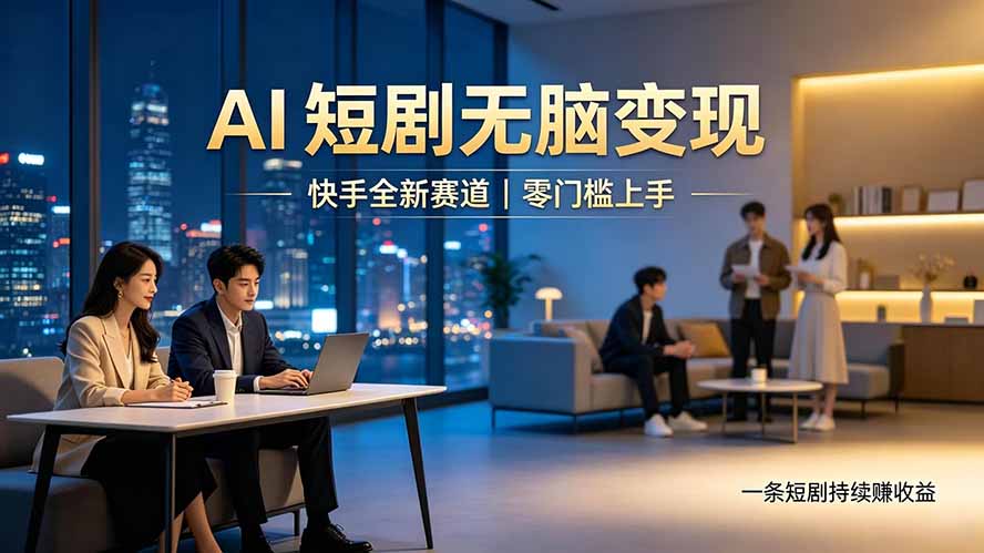 别乱找副业了，快手 AI 短剧零门槛长久被动增收-禾谷轻创网