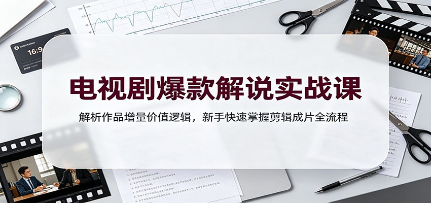 电视剧爆款解说实战课:解析作品增量价值逻辑,新手快速掌握剪辑成片全流程-禾谷轻创网