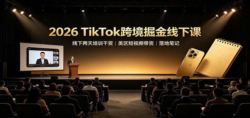 2026 TikTok跨境掘金线下课：线下两天培训干货，美区短视频带货落地笔记-禾谷轻创网