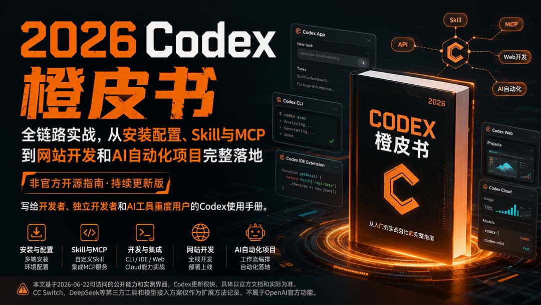 2026Codex橙皮书：全链路实战，从安装配置、Skill与MCP到网站开发和AI自动化项目完整落地-禾谷轻创网