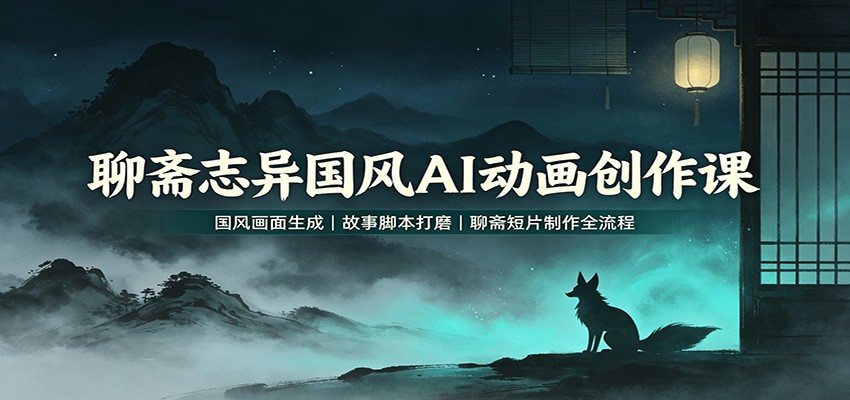 聊斋志异国风AI动画创作课:国风画面生成,故事脚本打磨,聊斋短片制作全流程-禾谷轻创网