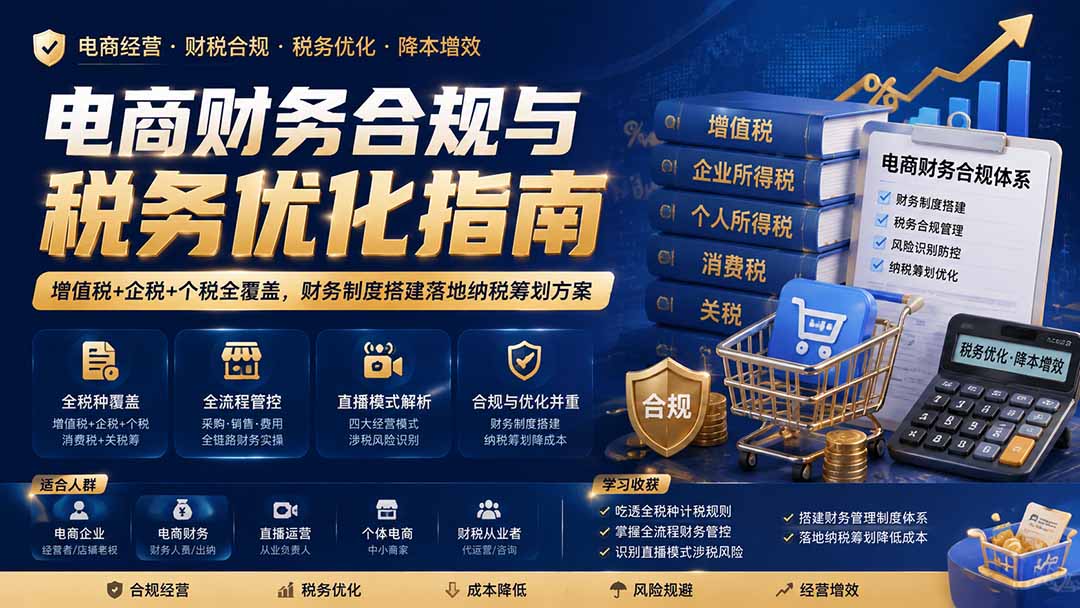 电商财务合规与税务优化指南：增值税+企税+个税全覆盖，财务制度搭建落地纳税筹划方案-禾谷轻创网