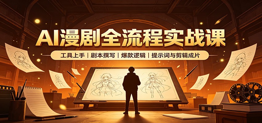 AI漫剧全流程实战课：工具上手、剧本撰写、爆款逻辑、提示词与剪辑成片-禾谷轻创网