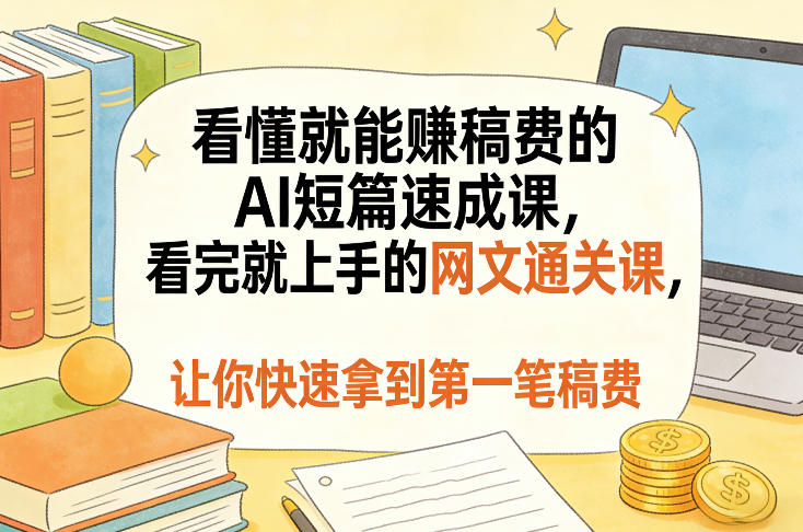 看懂就能賺稿费的AI短篇速成课，看完就上手的网文通关课，让你快速拿到第一笔稿费(更新8月)-禾谷轻创网