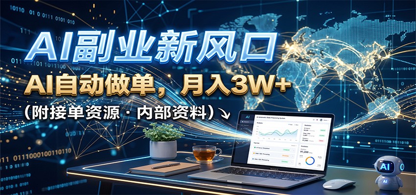 AI副业新风口，AI自动做单，月入3W+，附接单资源-禾谷轻创网