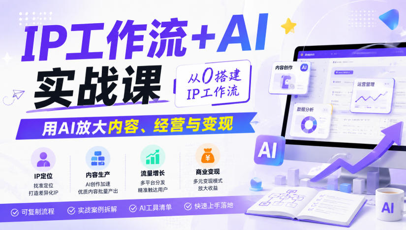 IP工作流+AI实战课,从0搭建IP工作流,用AI放大内容、经营与变现-禾谷轻创网
