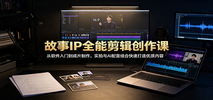 故事IP全能剪辑创作课：从软件入门到成片制作，实拍与AI配音结合快速打造优质内容-禾谷轻创网