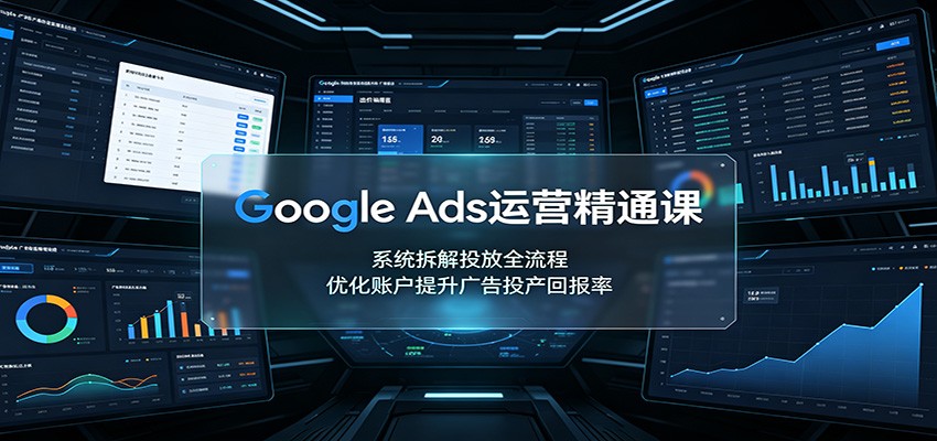 Google Ads运营精通课：系统拆解投放全流程，优化账户提升广告投产回报率-禾谷轻创网