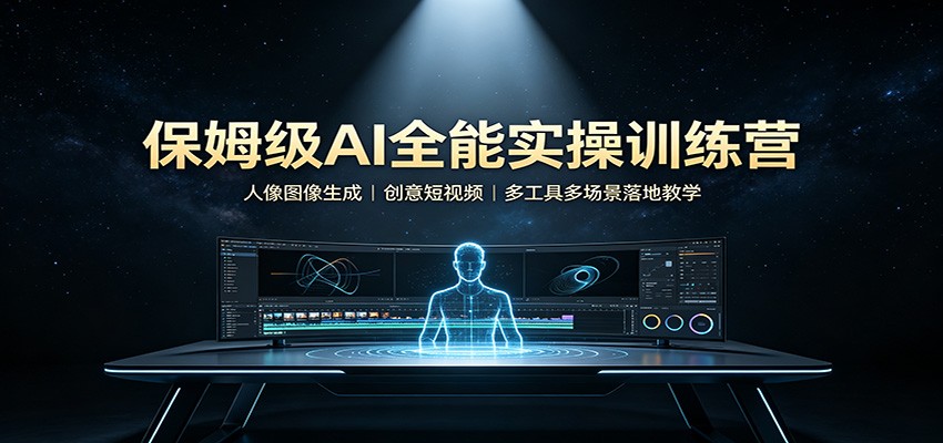 保姆级AI全能实操训练营：人像图像生成，创意短视频，多工具多场景落地教学-禾谷轻创网