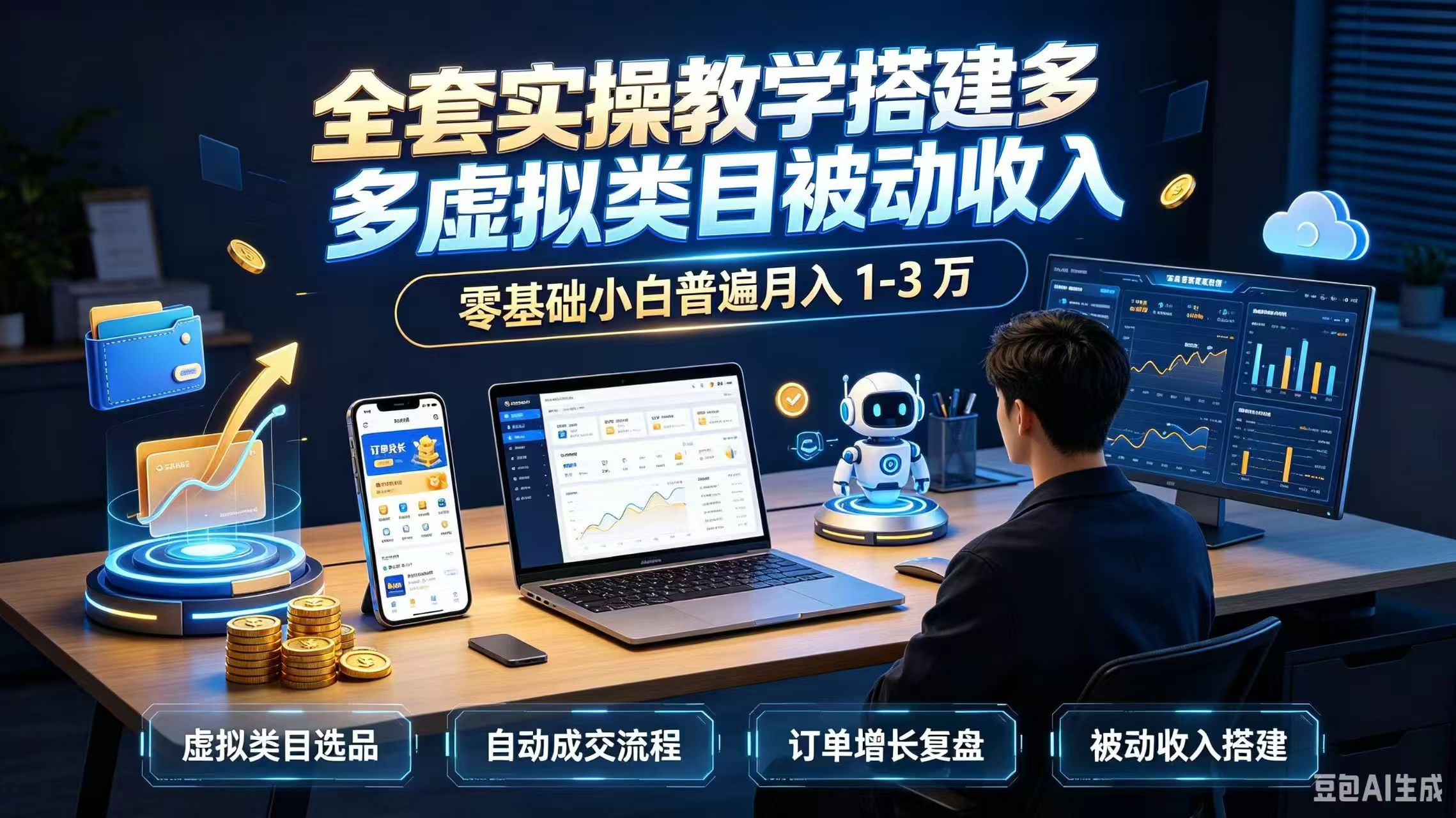 全套实操教学搭建多多虚拟类目被动收入，零基础小白普遍月入 1-3 万-禾谷轻创网