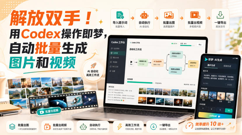 解放双手!用Codex操作即梦,自动批量生成图片和视频-禾谷轻创网