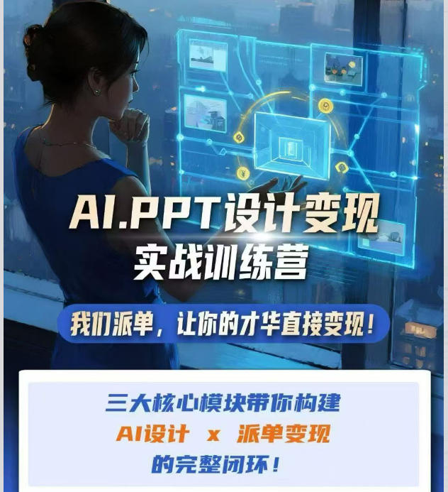AI+PPT设计变现实战训练营，我们派单，让你的才华直接变现，三大核心模块带你构建Al设计x派单变现的完整闭环-禾谷轻创网