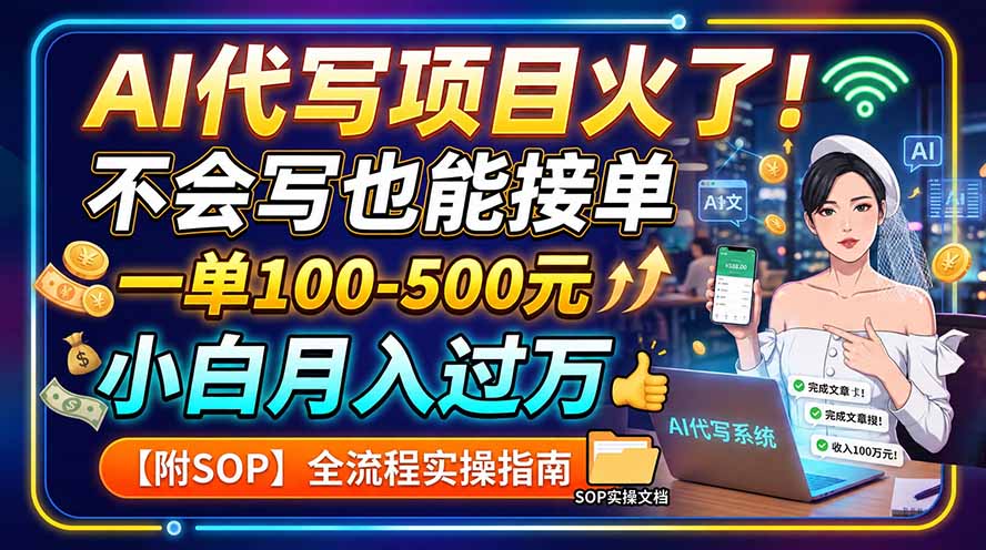 AI代写项目火了！不会写也能接单，一单100-500元，小白月入过万【附SOP】-禾谷轻创网