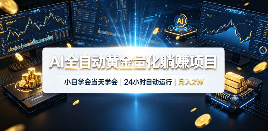 AI全自动黄金量化躺賺项目，24小时自动运行，月入2W！-禾谷轻创网