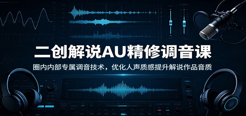 二创解说AU精修调音课:圈内内部专属调音技术,优化人声质感提升解说作品音质-禾谷轻创网