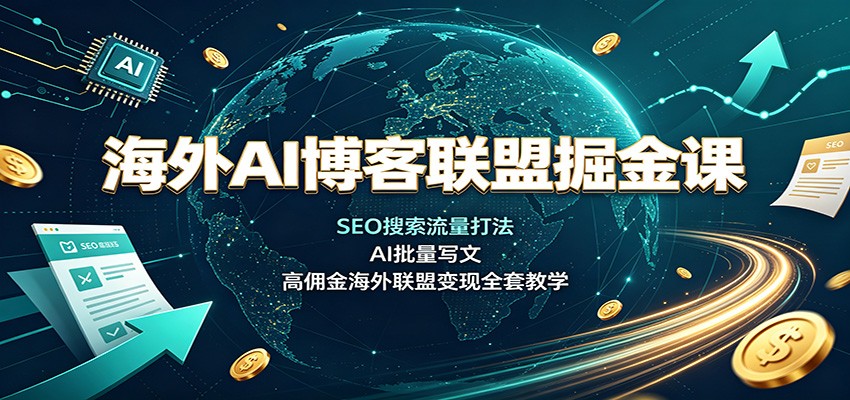 海外AI博客联盟掘金课：SEO搜索流量打法，AI批量写文，高佣金海外联盟变现全套教学-禾谷轻创网