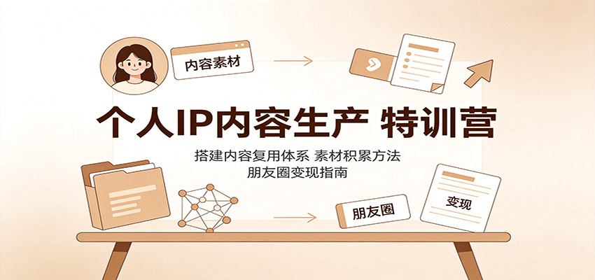 个人IP内容生产特训营：搭建内容复用体系，素材积累方法，朋友圈变现指南-禾谷轻创网
