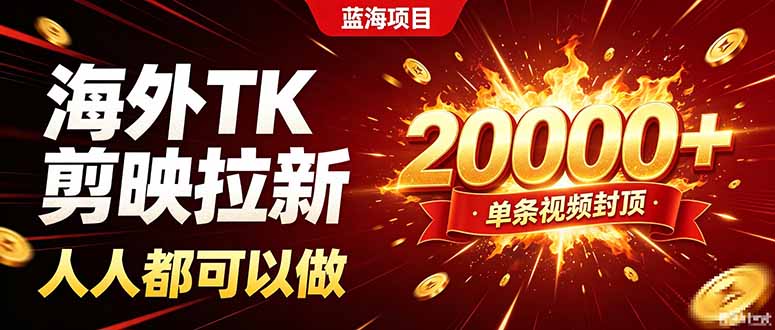 海外TK拉新新玩法，剪映就能做，不用经验不用粉丝，单条视频收益上限20000+-禾谷轻创网