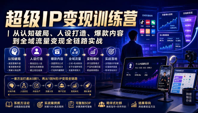 超级IP变现训练营｜从认知破局、人设打造、爆款内容到全域流量变现全链路实战-禾谷轻创网