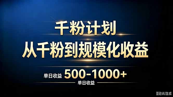 抖音千粉账号计划，从千粉到规模化收益 500-1000+单日收益-禾谷轻创网