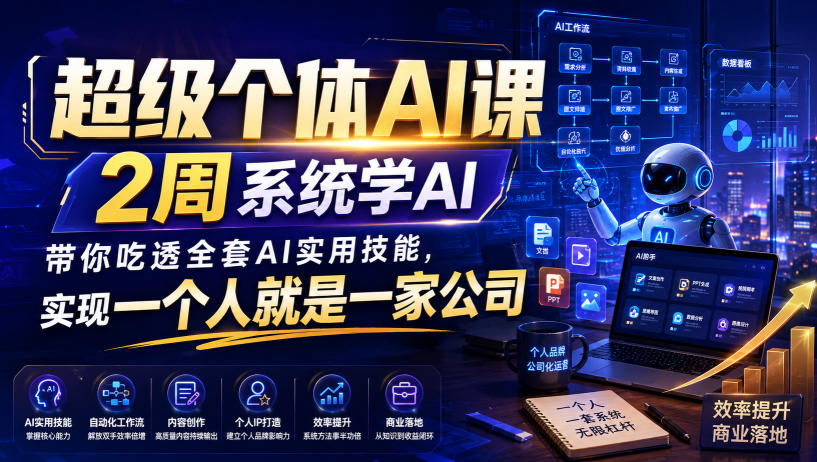 超级个体AI课，2周系统学AI，带你吃透全套AI实用技能，实现一个人就是一家公司(更新0818)-禾谷轻创网
