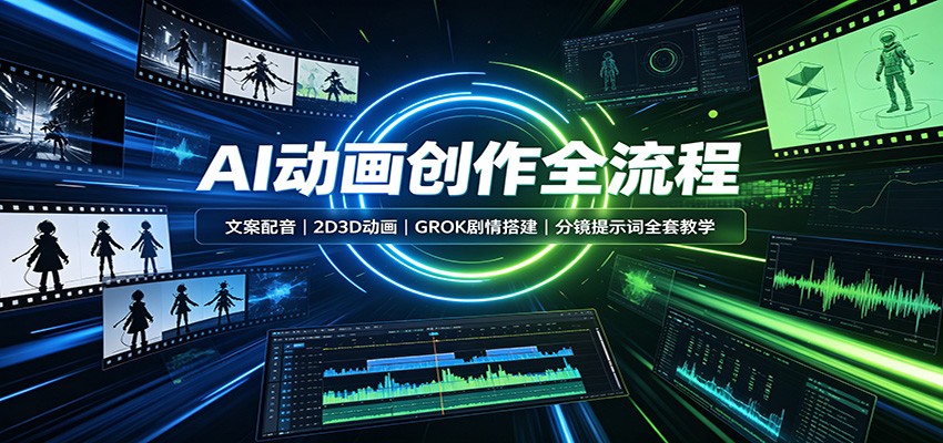 AI动画创作全流程：文案配音，2D3D动画，GROK剧情搭建，分镜提示词全套教学-禾谷轻创网