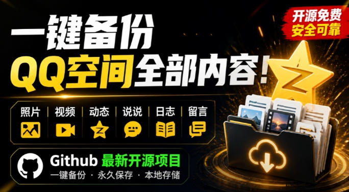 一键将你QQ空间全部内容备份下来!照片/视频/动态信息全存本地,Github最新开源项目QzoneArchive-禾谷轻创网