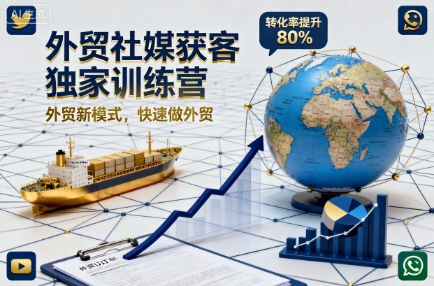 外贸社媒获客独家训练营，外贸新模式，快速做外贸(更新26年08月21日)-禾谷轻创网