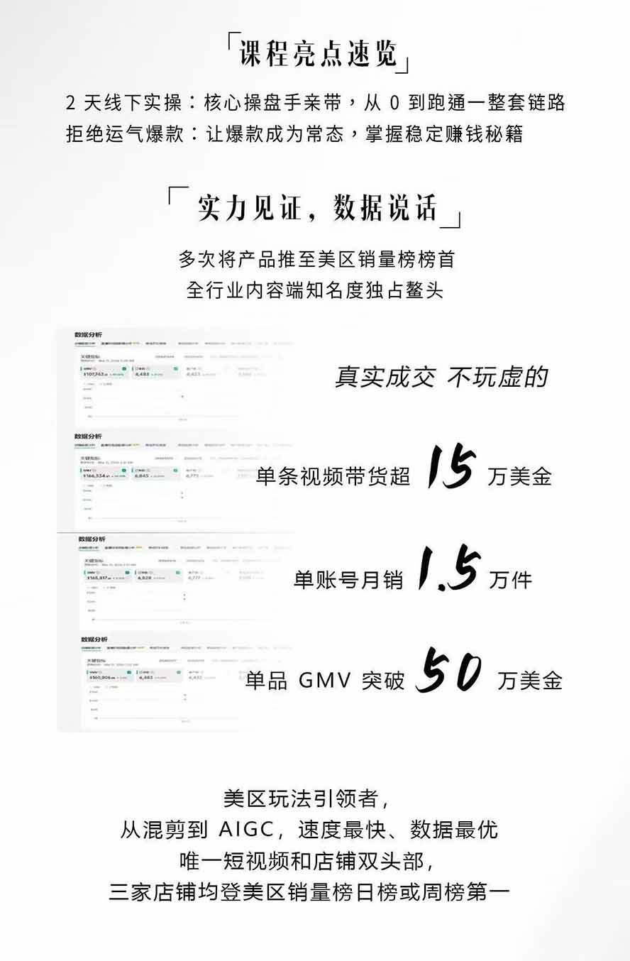 图片[2]-AIGC×TikTok美区短视频带货线下课；两天一夜完整回放，12小时高清视频收录头部操盘手全流程教学-禾谷轻创网