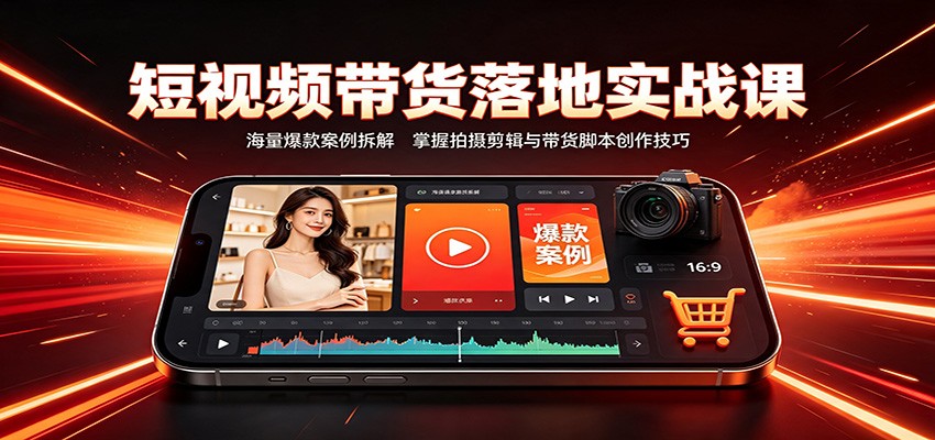 短视频带货落地实战课：海量爆款案例拆解，掌握拍摄剪辑与带货脚本创作技巧-禾谷轻创网