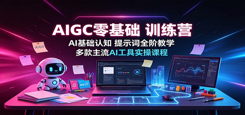 AIGC零基础训练营：AI基础认知，提示词全阶教学，多款主流AI工具实操课程-禾谷轻创网