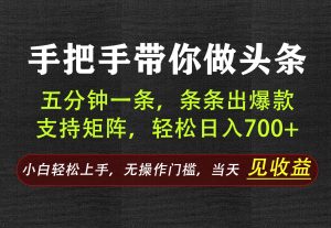AI写作，手把手带你做头条，每天十几分钟，轻松日入700+-禾谷轻创网