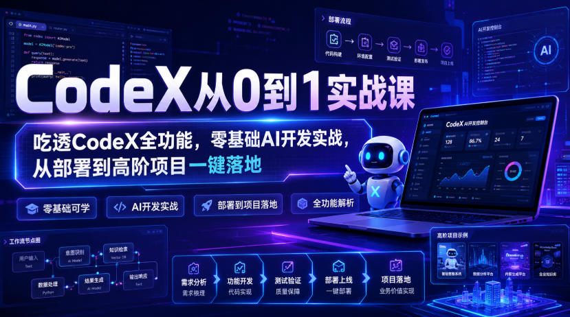 CodeX从0到1实战课，吃透CodeX全功能，零基础AI开发实战，从部署到高阶项目一键落地-禾谷轻创网
