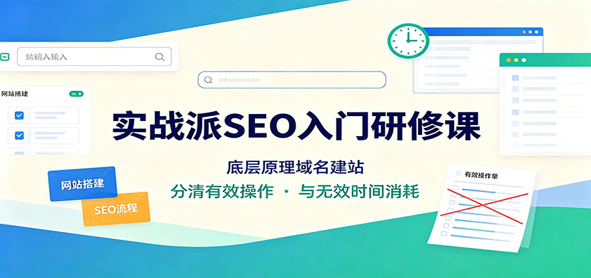 实战派SEO入门研修课：底层原理域名建站，分清有效操作与无效时间消耗-禾谷轻创网