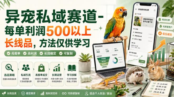 异宠私域赛道-每单利润500以上长线品，方法仅供学习-禾谷轻创网