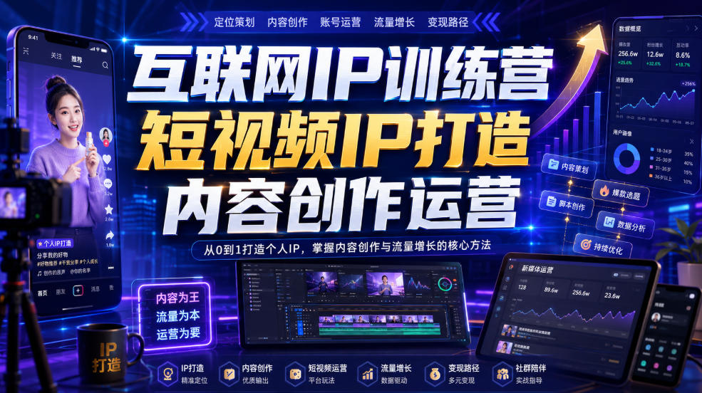 互联网IP训练营，短视频IP打造，内容创作运营-禾谷轻创网