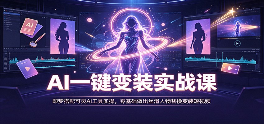 AI一键变装实战课：即梦搭配可灵AI工具实操，零基础做出丝滑人物替换变装短视频-禾谷轻创网