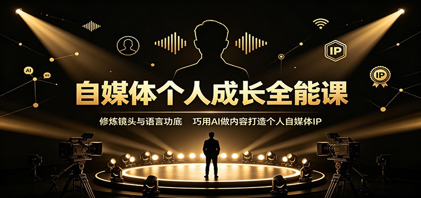 自媒体个人成长全能课:修炼镜头与语言功底,巧用AI做内容打造个人自媒体IP-禾谷轻创网