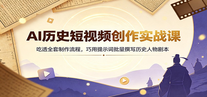 AI历史短视频创作实战课：吃透全套制作流程，巧用提示词批量撰写历史人物剧本-禾谷轻创网