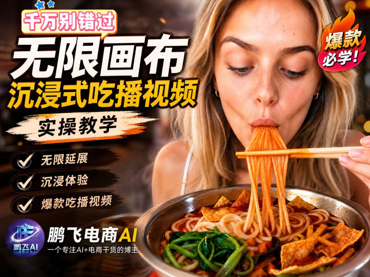 保姆级教程|用AI无线画布做沉浸式吃播,3步直接出片,无线画布工作流,操作简单好上手-禾谷轻创网