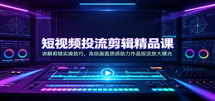 短视频投流剪辑精品课：讲解剪辑实操技巧，高级画面质感助力作品投流放大曝光-禾谷轻创网