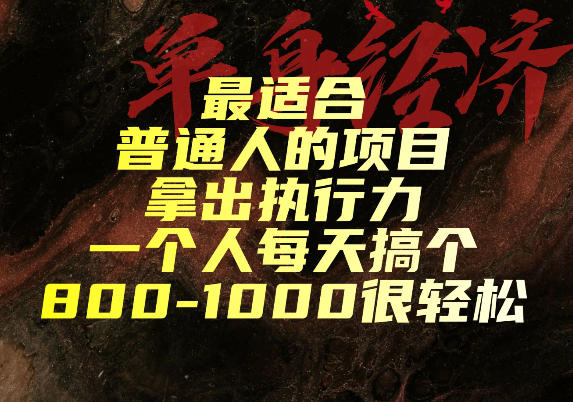 最适合普通人的项目，拿出执行力一个人每天搞个800-1k很轻松【揭秘】-禾谷轻创网